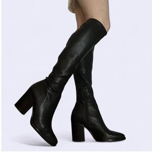 Marc Fisher Tall Leather High-Heel Knee High Boots